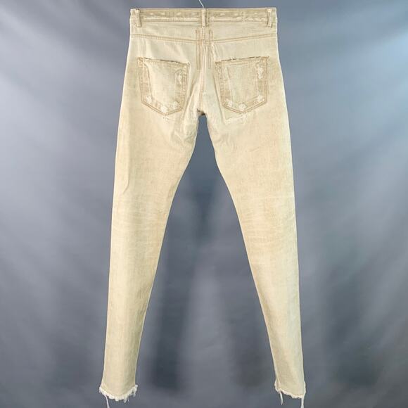 DRKSHDW Size 31 Grey Twill Cotton Tapered Slim Distressed Button Fly Jeans - Picture 3 of 7